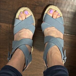Women's Blue suede wedge sandals by Joie